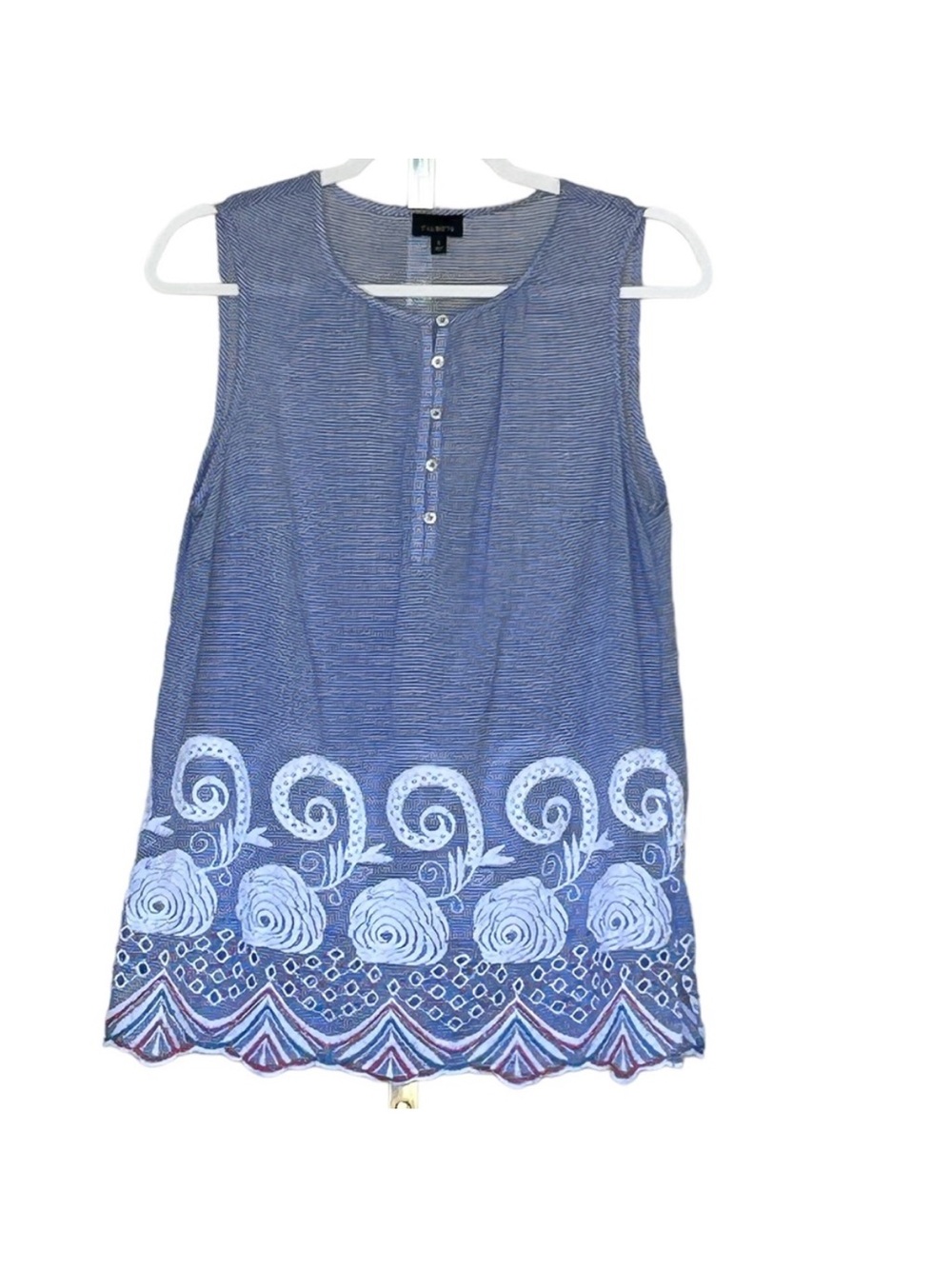 Talbots Embroidery Beaded Sleeveless Shirt Size S